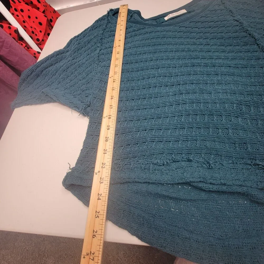 Free People We The Free Thien's Hacci Long Sleeve Sweater Teal Green Knit Y2K XS
